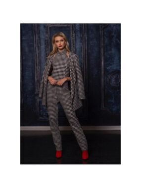 Madame L Chic Houndstooth Jumpsuit 4 NWT